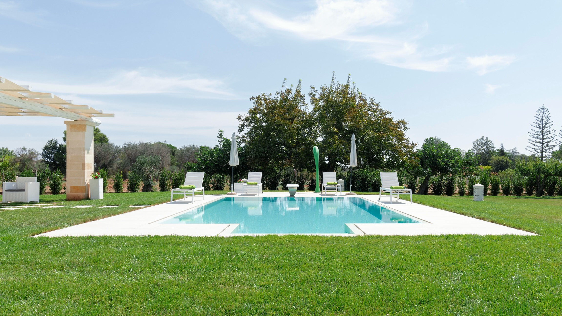 Pool with umbrellas